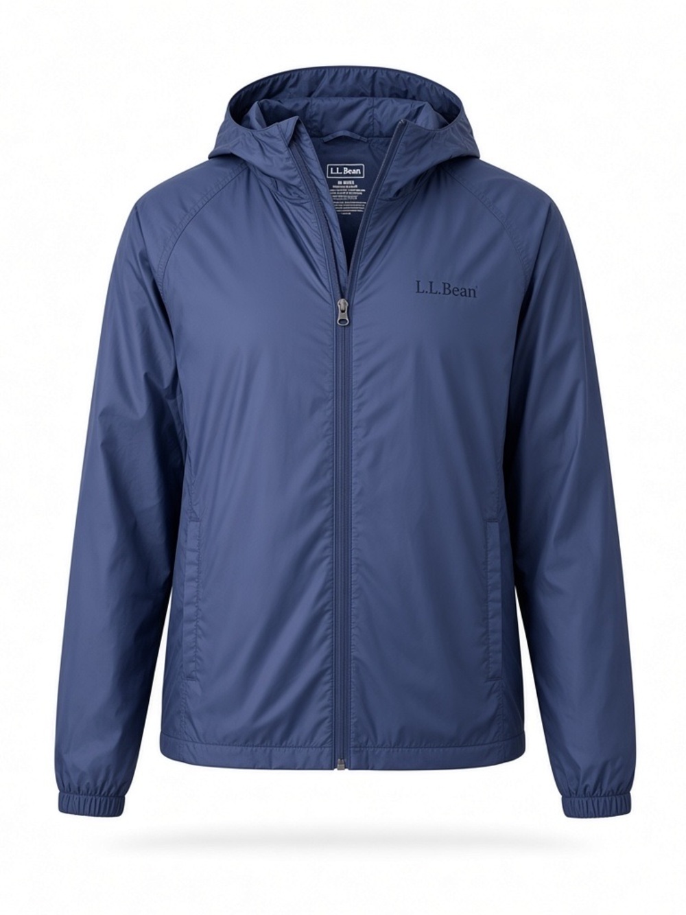 LL Bean Windbreaker Hooded Jacket Mens S Blue Mesh Lined